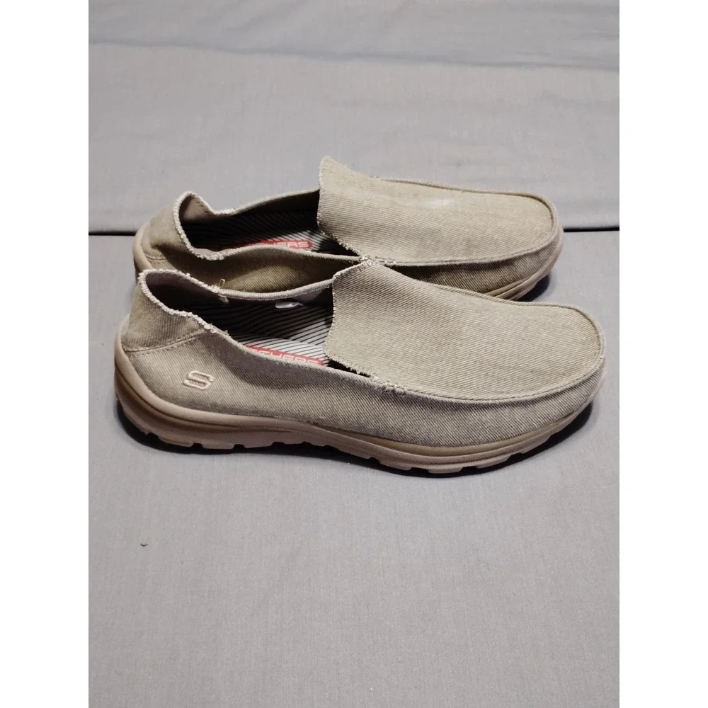 Skechers Relaxed Fit Shoe Men 9 Khaki Resort Walking Hands Free Boat Memory Foam